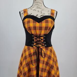 Orchid Bloom Plaid Corset Dress